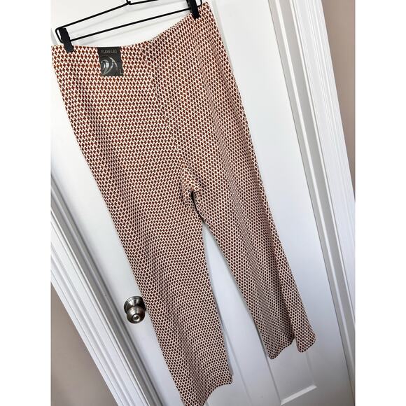 NWT Versona Women's Printed Flat Front Flare Leg Pants Brown Cream Size Large - Picture 5 of 11